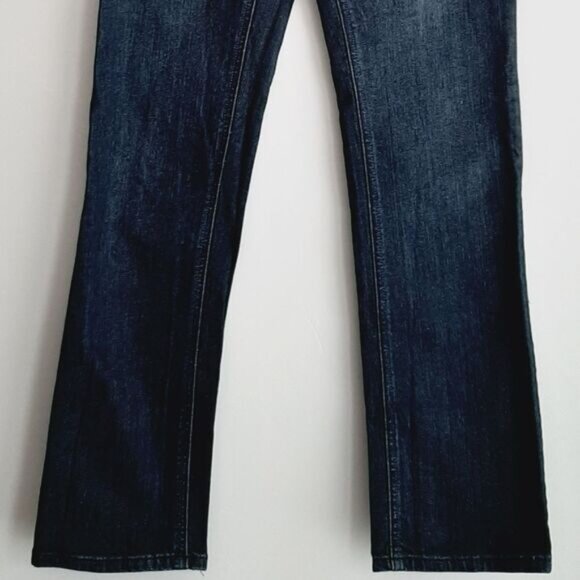 GASOLINE Junny-C Overlap Faux Belt Mid-Rise Straight Leg Dark Blue Jeans Sz 6 - Picture 7 of 10